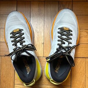 Hoka One One Men's Bondi 7 Sneakers in Gray and Orange